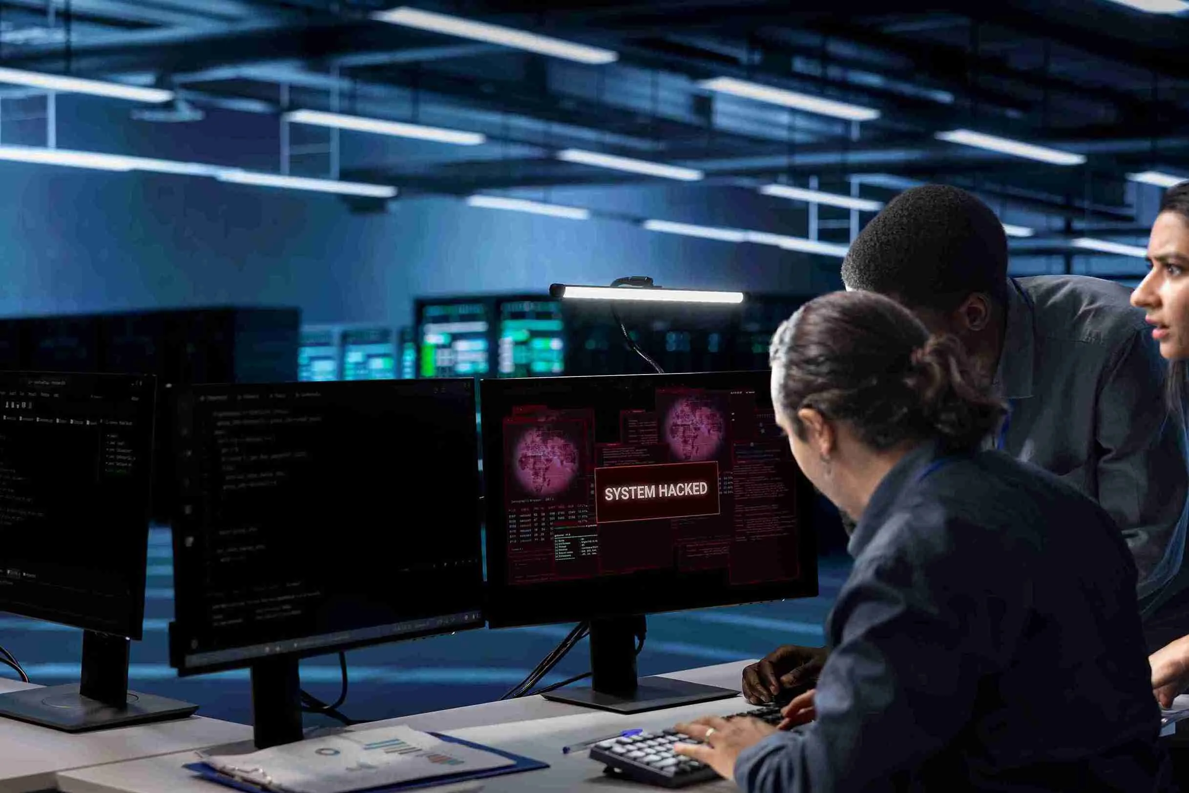 multiethnic-team-developers-server-hub-frightened-by-hacker-attack